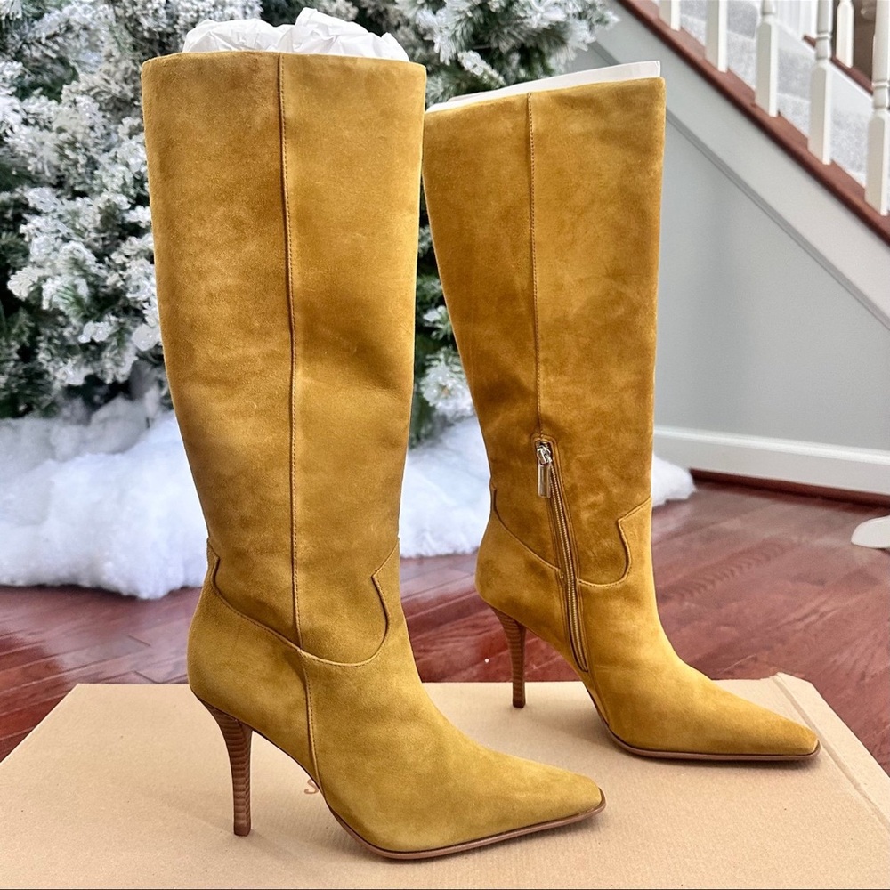 NEW Steve Madden Wescot Olive Suede Knee High Boots Heeled Boots - Picture 9 of 11